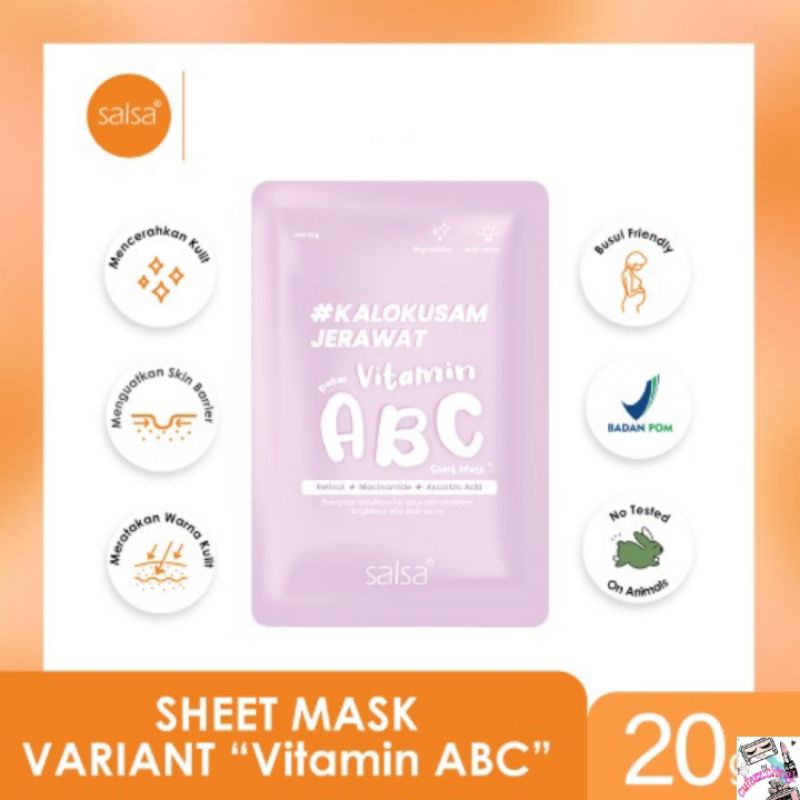 ☃Cutezz_Ching1☃Salsa Sheet Mask - Masker Wajah Daily / Hyaluronic / Vitamin ABC / Snailed It!