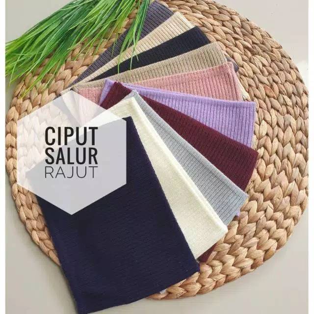 Ciput Bandana Rajut  Premium Polos Motif Salur