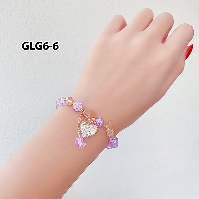 Gelang Wanita Korea Model Manik Batu Kristal Fashion Anak Perempuan Lucu Aksesoris Gelang Tari Import GLG6-GLG6-6