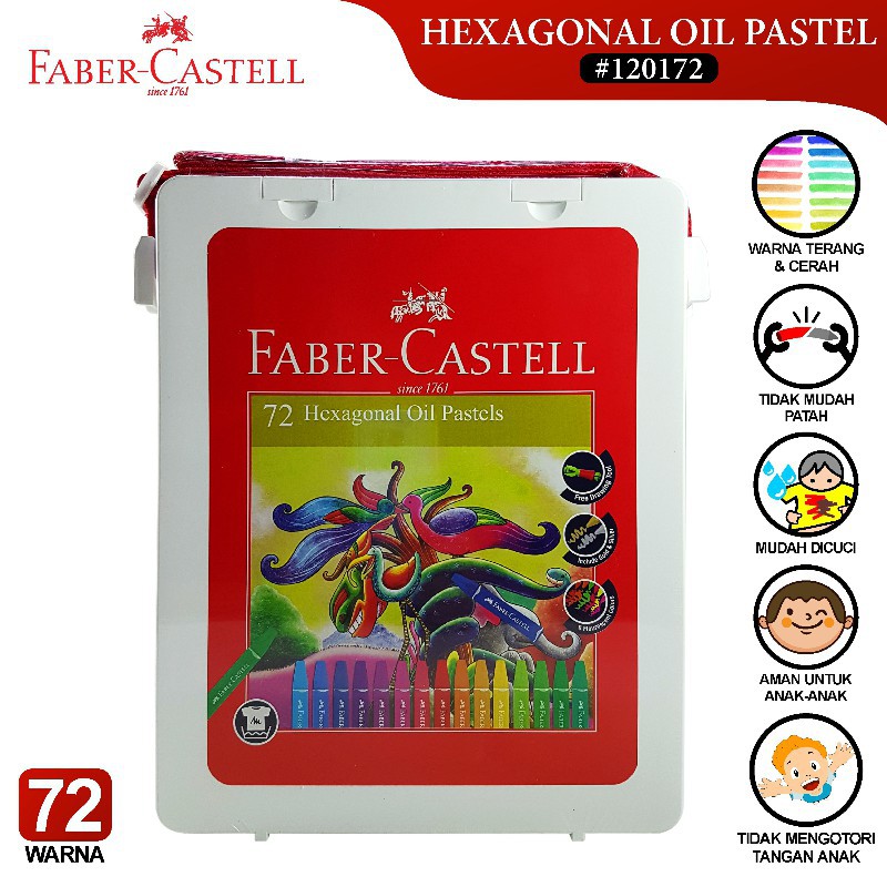 

[SET] FABER-CASTELL CRAYON PLASTIC BAG 72 WARNA HEXAGONAL OIL PASTEL KRAYON^