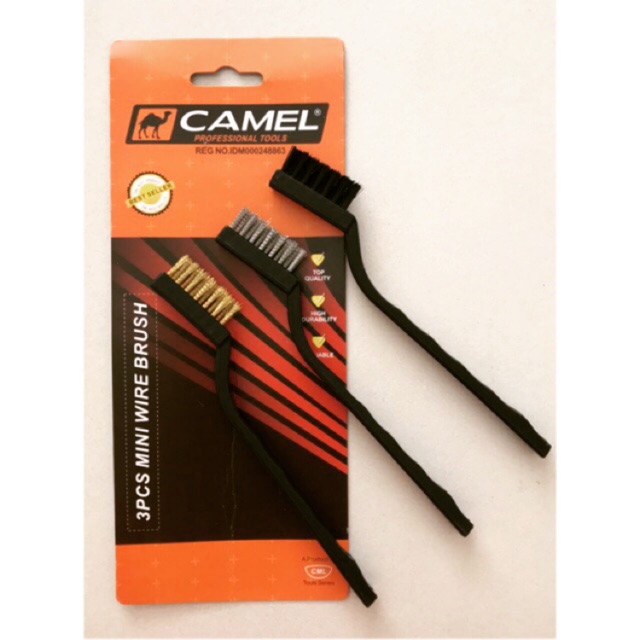 Sikat Kawat Mini CAMEL Set 3 pcs 7 inchi 3in1 (Hitam Putih Kuning)