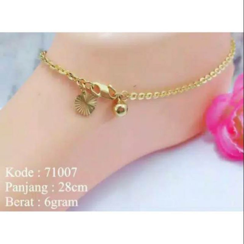 Fashion gelang kaki rantai nori lapis emas 24 karat lonceng bunyi replika emas asli missi