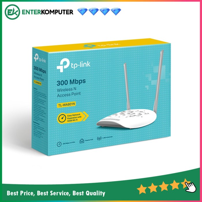 TP - Link 300 Mbps Wireless N Accesspoint , 2 Fix Antenna - TL-WA801N