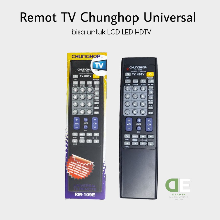 Remote TV Chunghop RM 109 E  / Remot TV Universal Tabung LCD LED China RRC Jepang Indonesia