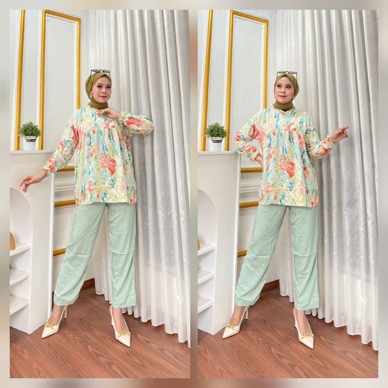 Kinan One Set Rayon VIRAL // setcel rayon motif// setcel rayon viral // setelan celana