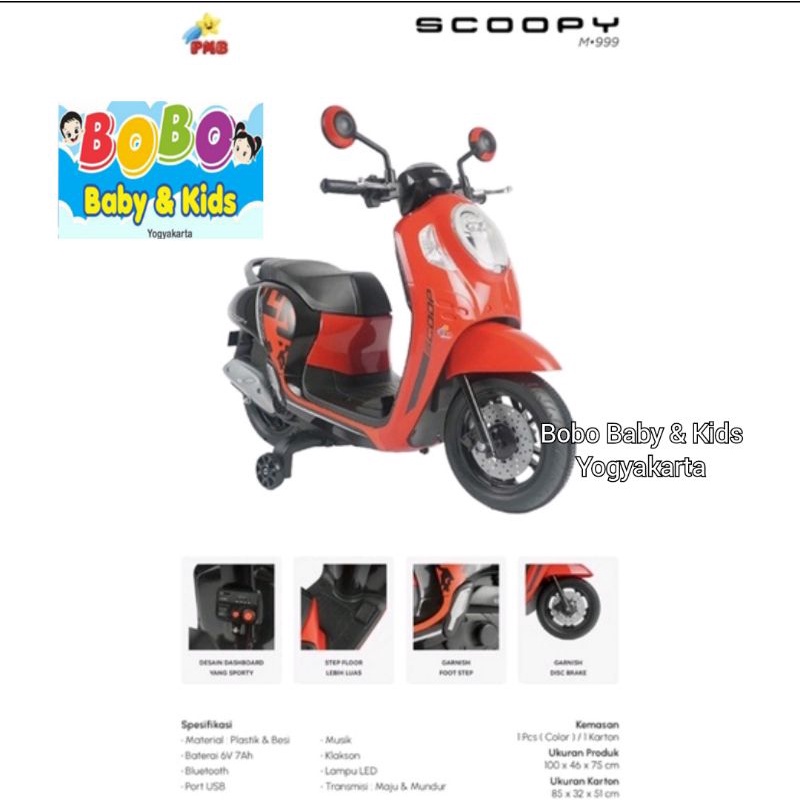 Motor Aki Anak Scoopy Lisensi Asli PMB M 999 Motoran Aki Scoopy PMB M999 Motor Mainan Aki Motor Scoo