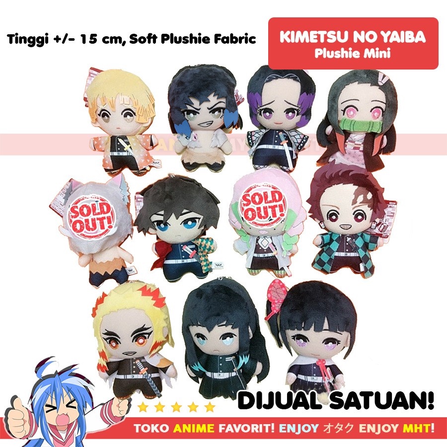 Boneka Anime Kimetsu no Yaiba Demon Slayer Mini Plushie Doll Tanjiro Nezuko Giyu Tomioka Zenitsu