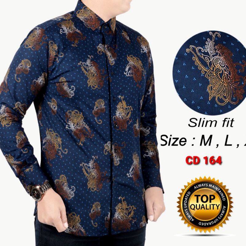 Kemeja Batik Pria Slim Fit Solo Colin Dion Lengan Panjang CD63