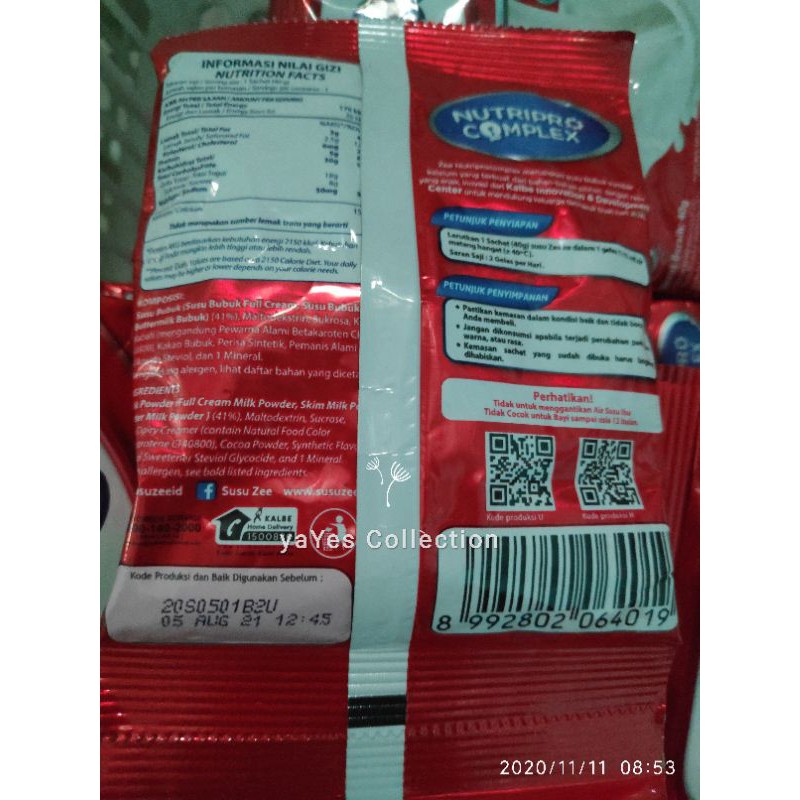 Zee susu bubuk twist vanilla Coklat 10 Pcs Renceng rencengan pertumbuhan anak sekolah school teen