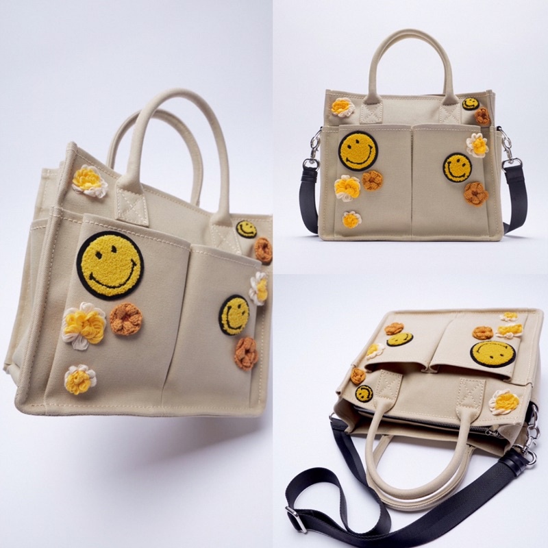 ZARA x SMILEY CANVAS TOTE BAG