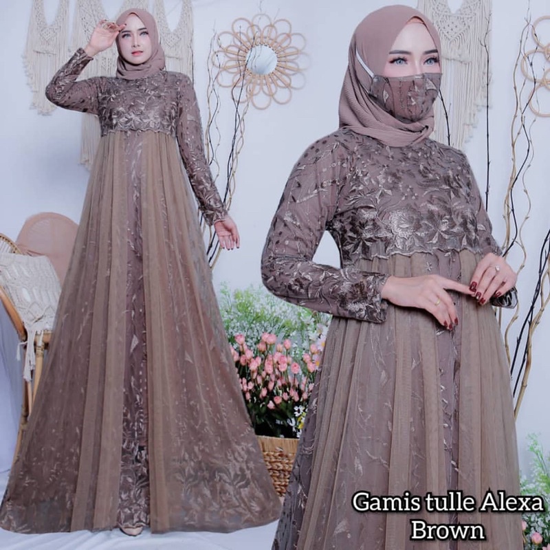 Gamis tulle ALEXA/dress pesta/dress kondangan/M L XL XXL/COD