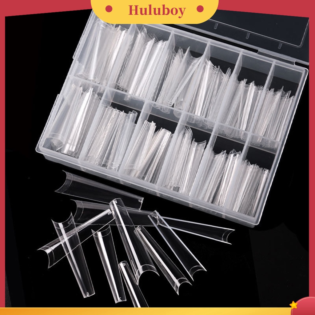 Huluboy Huluboy♡ 240pcs / Box Kuku Palsu Model French Flat Head Panjang Untuk Wanita