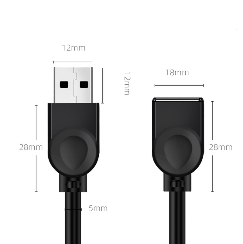 Kabel Data Extension Usb 2.0 Male Ke Female A / F Panjang 0.5-4.8m Warna Hitam Untuk Smartphone / Keyboard / Mouse