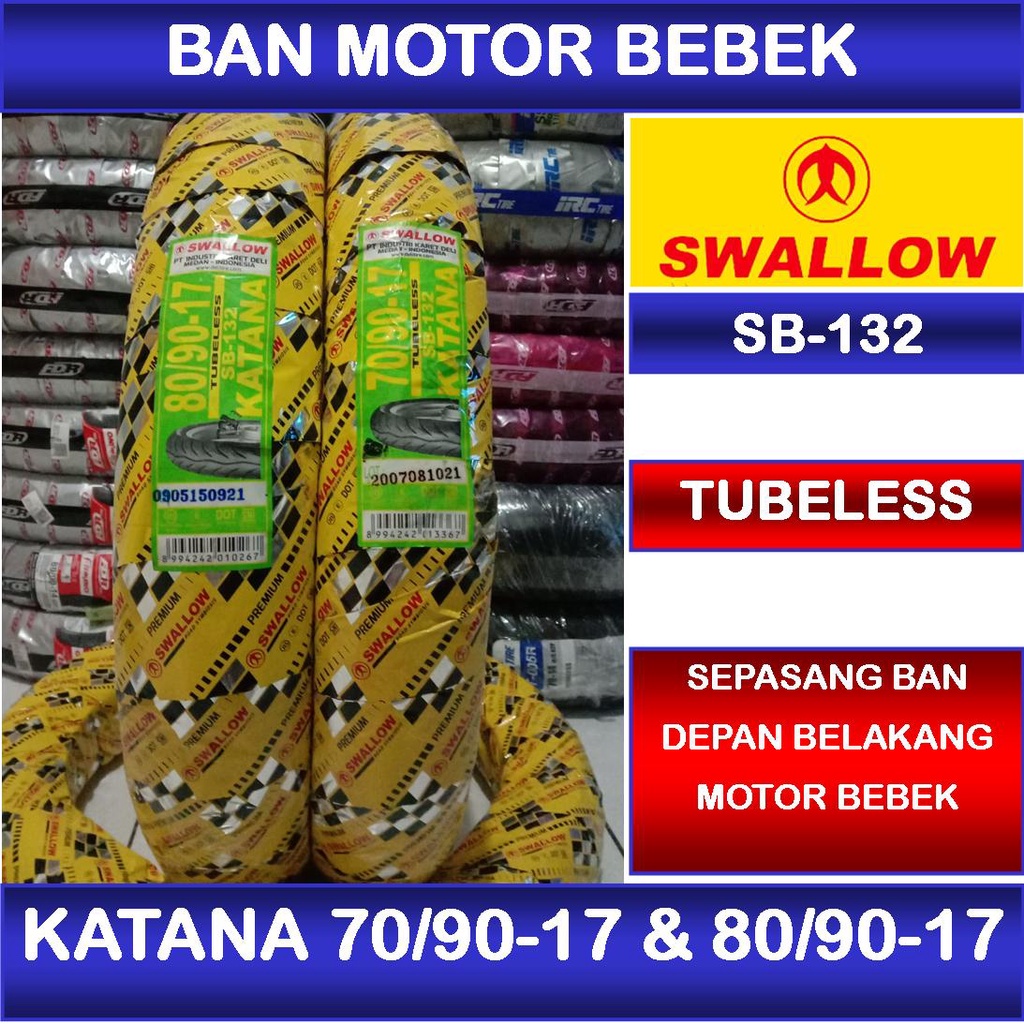 sepasang ban luar tubles motor bebek swallow katana 70/90-17 & 80/90-17 ban motor honda supra x 125/