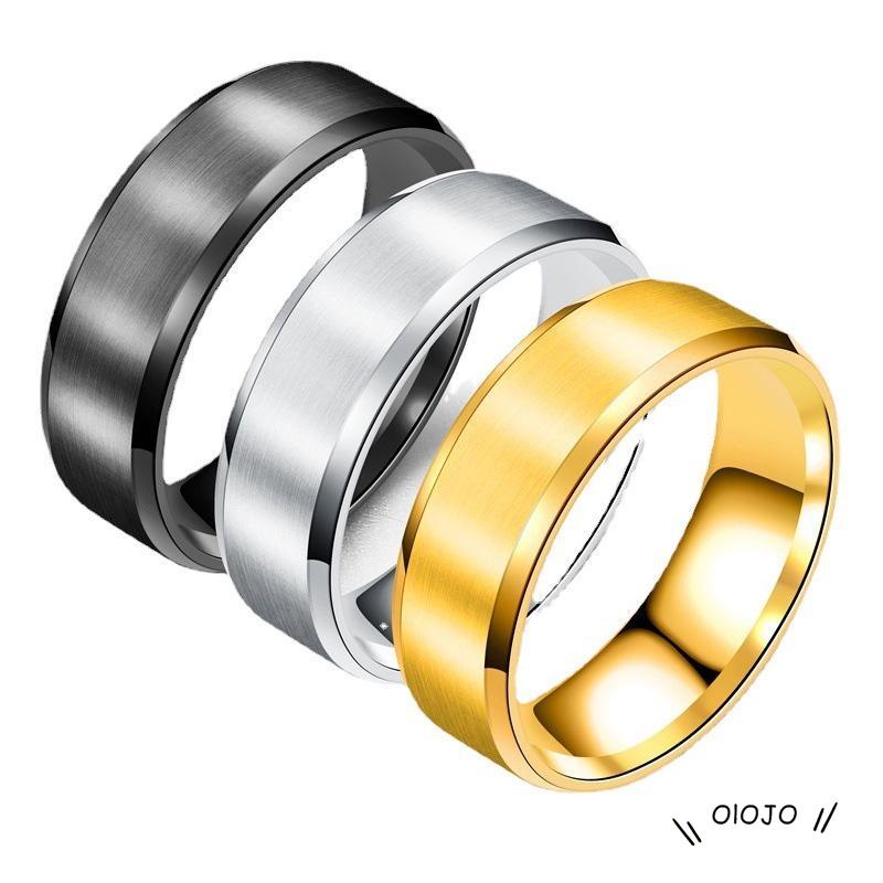 【COD】Cincin Bahan Titanium Warna Hitam / Emas / Silver Untuk Pria