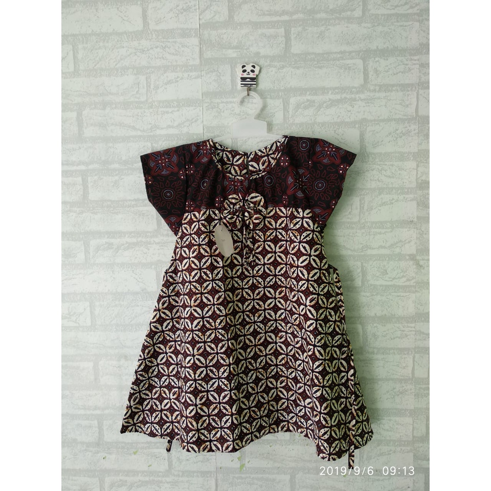 Dress batik sogan anak size 0 usia 1 th - 2,5th