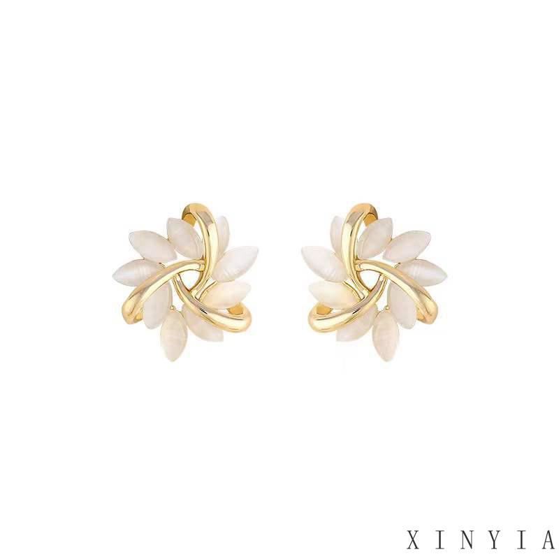 Anting Stud Desain Kupu-Kupu Hati Water Drop Bahan Zirkon Opal Untuk Wanita