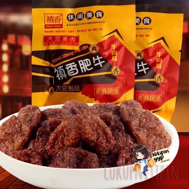 Dendeng Vegetarian ZHENXIANG Rasa Sapi Beef — Musk Mushroom Dried Beef Vegetarian FeiNiu - Snack China Daging Dendeng Sapi Vege Siap Saji (20gr)