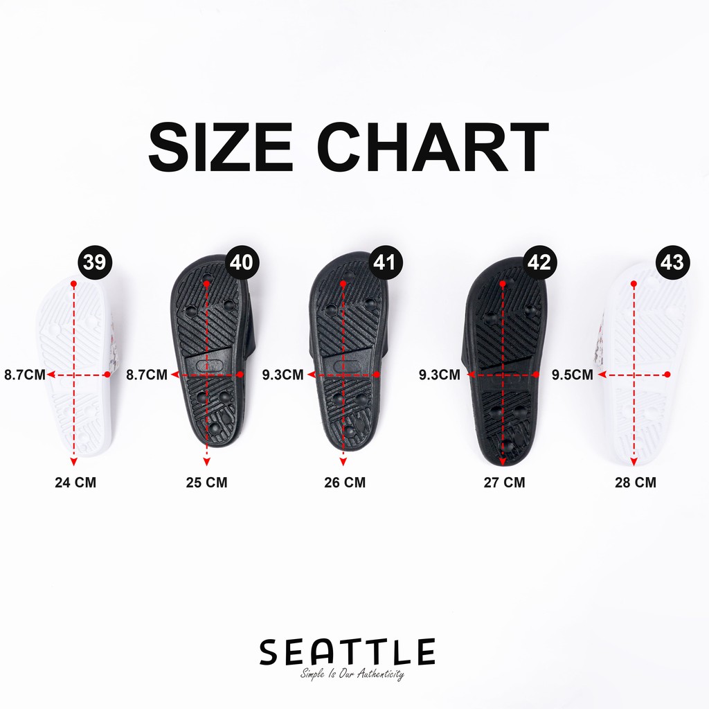 Seattle - Slippers Basic Red Black / Sandal Slop / Sandal Slide / Sandal Slip On Unisex-8