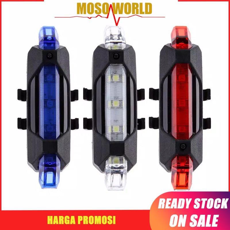 LAMPU BELAKANG SEPEDA MERAH LED USB RECHARGEABLE UNIK IMPORT MURAH