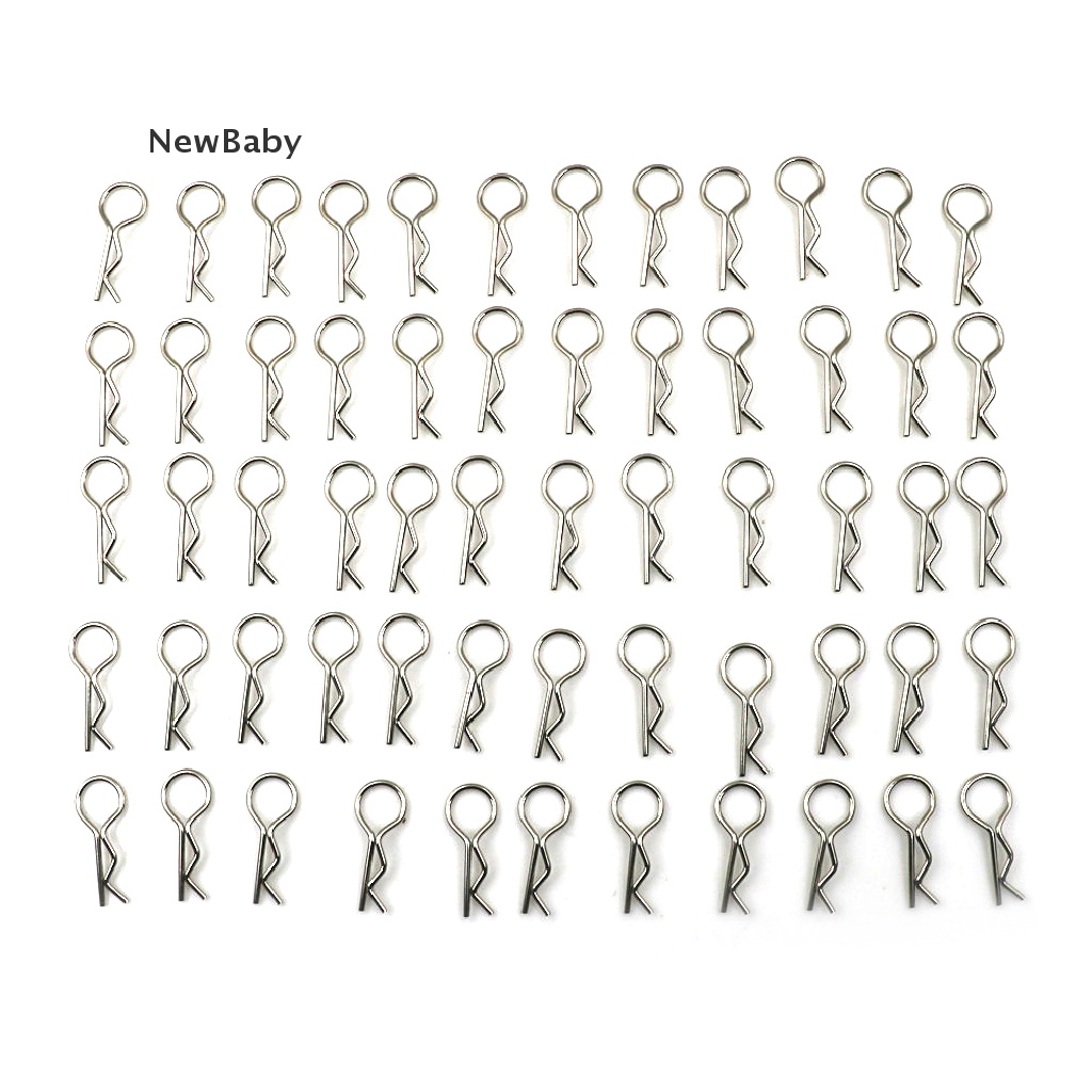 100pcs Klip Pin Shell Badan Bahan Stainless Steel Untuk 1 / 10 1 / 16 RC HSP