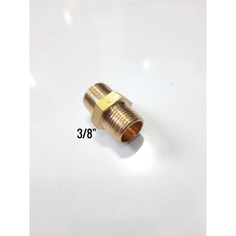 Double Nepel 3/8&quot; (Inch) KUNINGAN DRAT LUAR