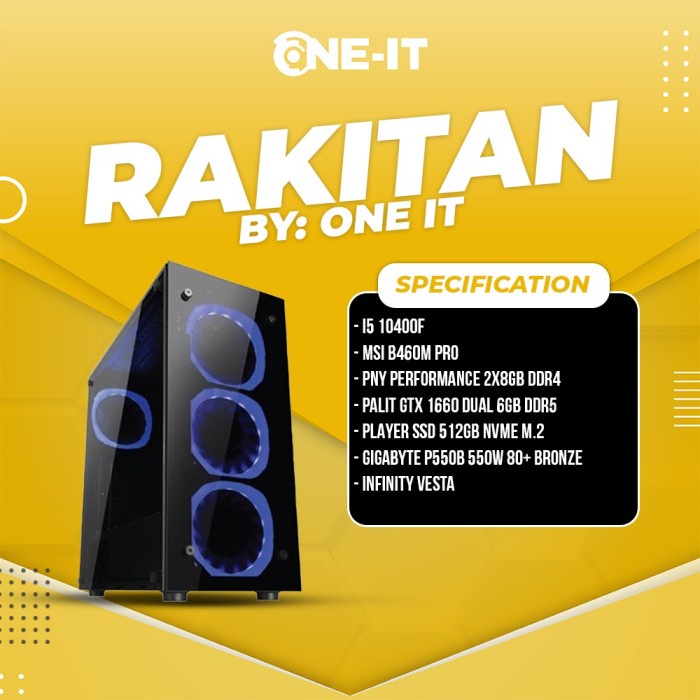 PC Rakitan i5 10400F | gtx 1660 | RAM 16 GB | SSD 512 GB nvme