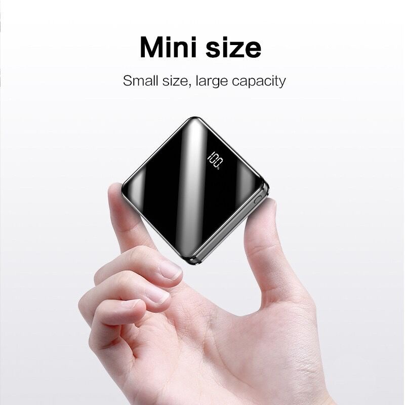 PowerBank 20000 mAh Mini Power Bank Mirror Screen Digital Display External Battery Quick Charger