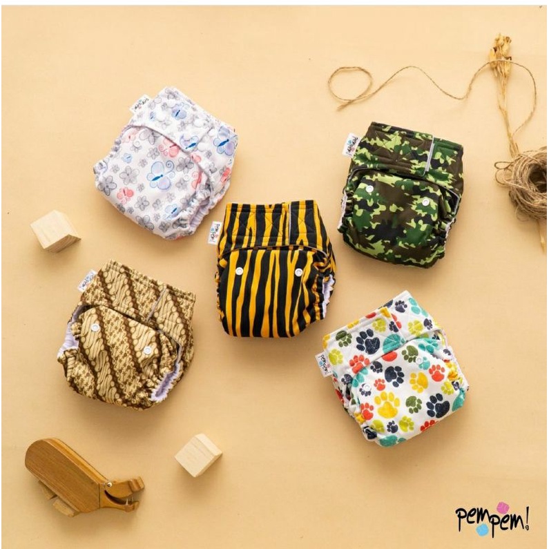 Pempem Full Motif Inner Gusset + Insert Litty | clodi | popok kain | Cloth Diaper pocket