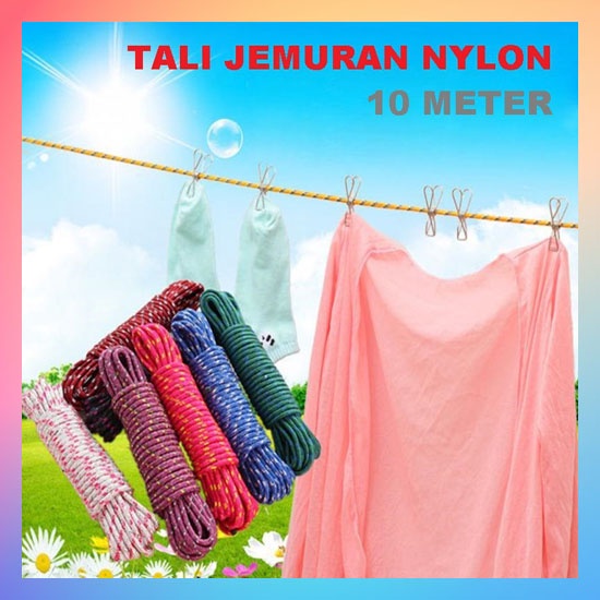 TALI JEMURAN BAJU 10 METER TALI TAMBANG 10 METER SERBAGUNA TALI IKAT BARANG NILON LAUNDRY ROPE NYLON