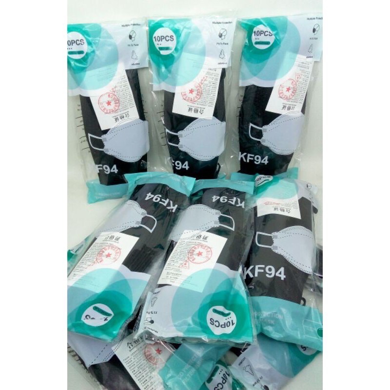 [4ply 10pcs❗️] Masker KF94 Hitam • Masker Korea Masker Evo 4ply