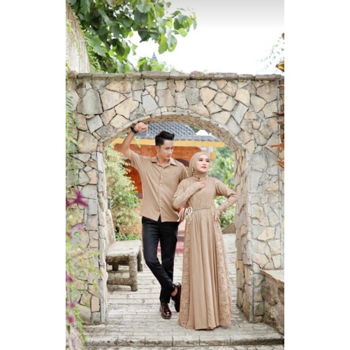 CP ALDIANO MUTIARA, COUPLE PASANGAN, BRUKAT MOSCREPE, GAMIS HIJAB MUSLIM, MAXY DRESS