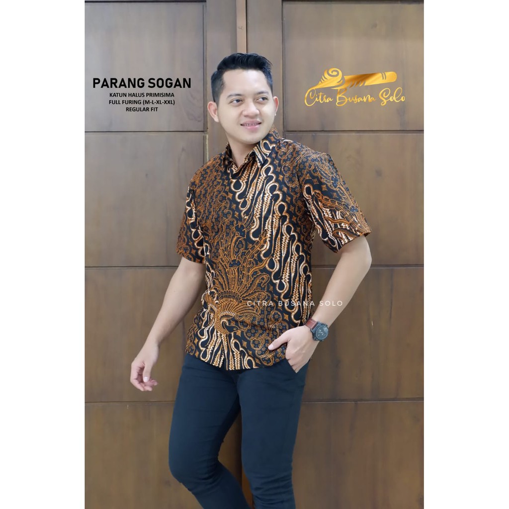 Batik Pria PARANG SATRIO SOGAN Asli Katun Sragenan Full Furing Murah