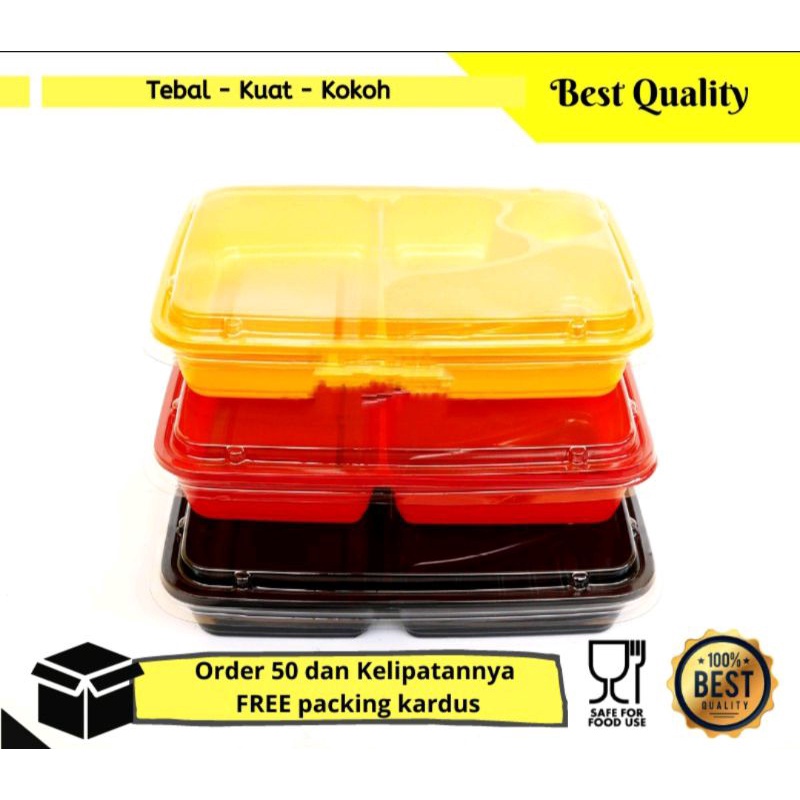 1pcs Tray Bento / Mika Bento / Mika Bento 4 sekat / Mika Plastik Bento / Kotak Makan / Bento Box