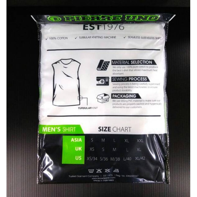 Kaos Tanktop Pria PIERRE UNO PU-S02 PUTIH ISI 1Pcs