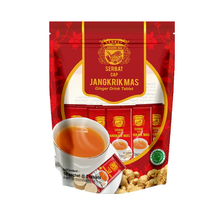 

tradisional-minuman- serbat jahe cap jangkrik mas - rasa original - pouch 10s - extra kardus