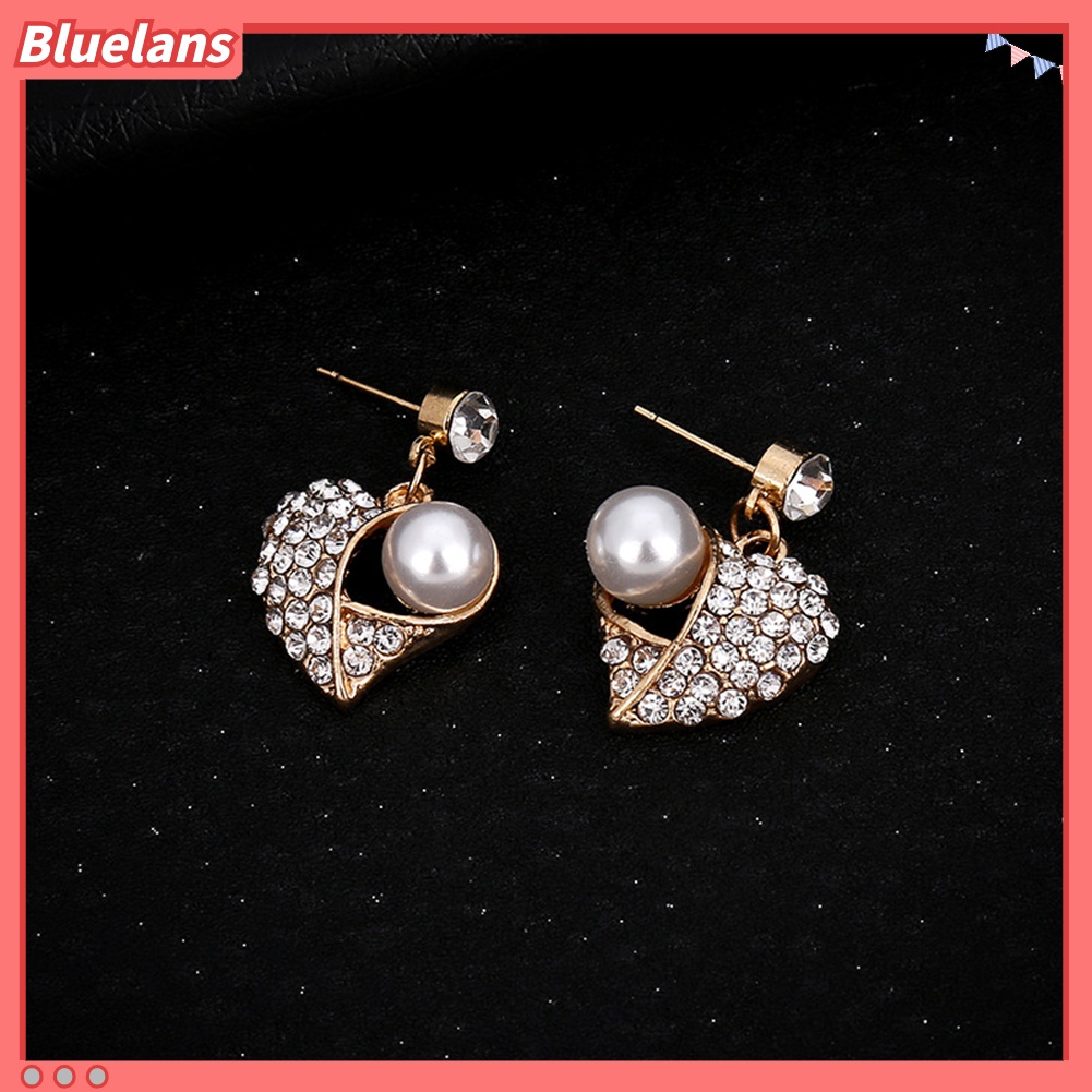 Set Kalung Anting Stud Liontin Mutiara Berlian Imitasi Untuk Hadiah Wanita