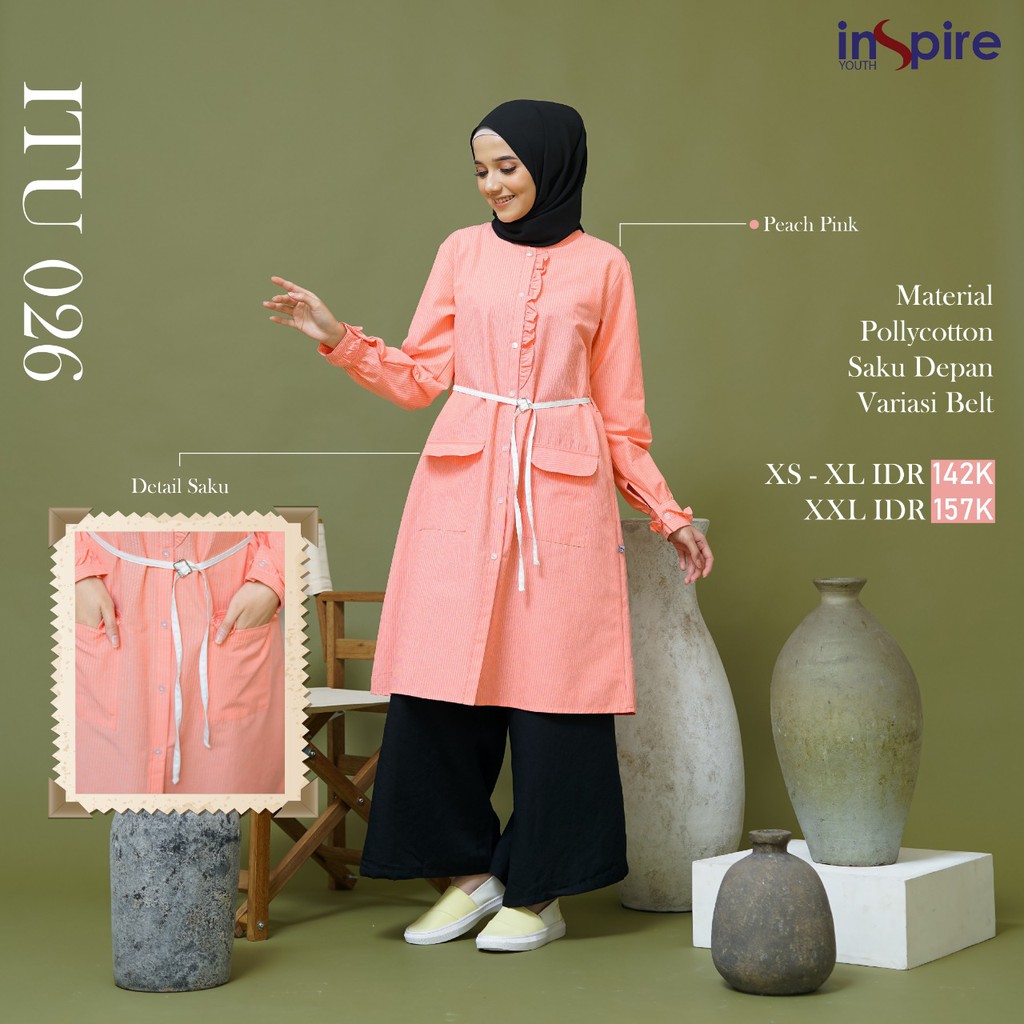 Inspire Tunik ITU 26 Bahan Potty Cotton Tunik wanita muslimah masa kini Bisa COD