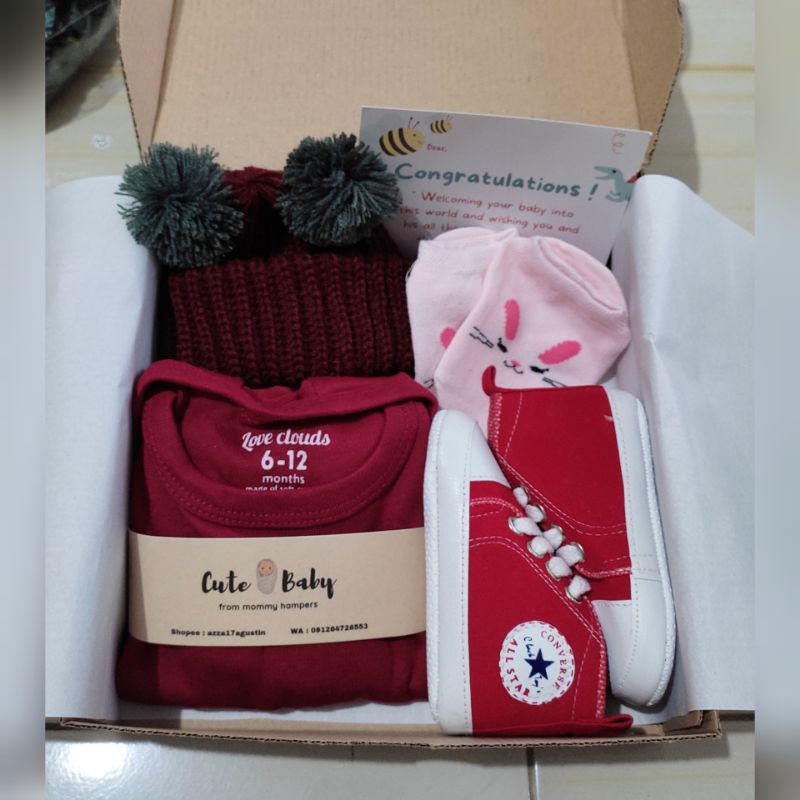 Termurah Paket Hampers Bayi / Hampers Baby / Parcel Baby / kado lahiran by cute baby-Paket manis maroon
