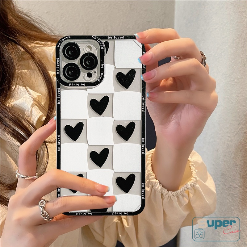 Casing Infinix Note 11 12 10 Pro Infinix Hot 12i 11s NFC 10Lite 8 10 9 12 11 Play Smart 5 6 4 Play Plus Fashion Love Heart Soft Tpu Couple Shockproof Plaid Back Full Cover