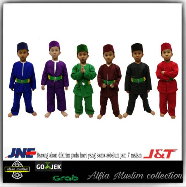 Baju Pangsi Betawi Anak Lengkap (Setelan+Sabuk+Peci)