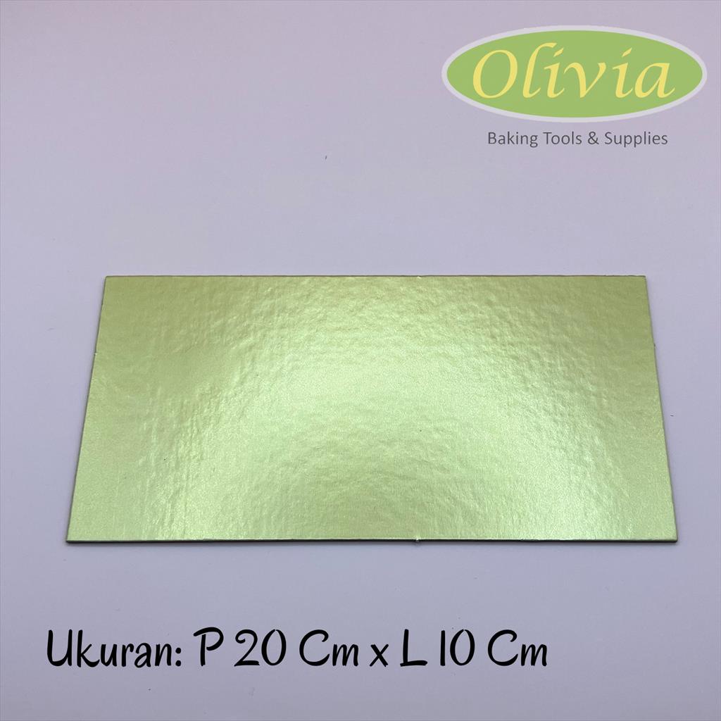 Tatakan Kue Persegi Panjang Emas Gold 10 x 20 Cm