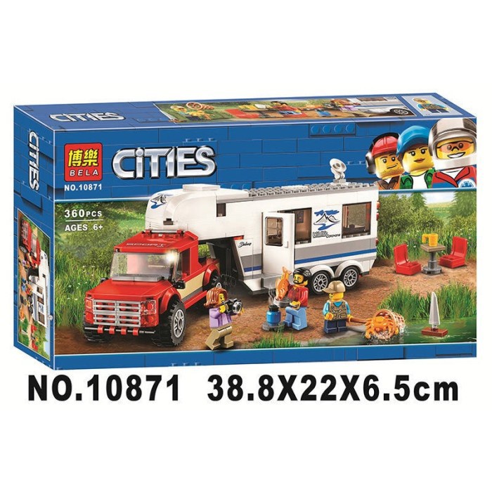 Brick 10871 mobil Pickup Caravan mainan balok susun anak kreatif