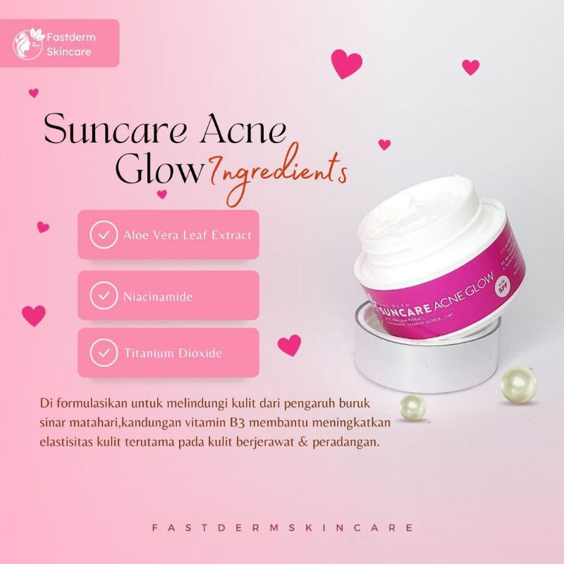 SUNCARE ACNE GLOW FAST DERM CREAM SIANG JERAWAT BERUNTUSAN GLOWING