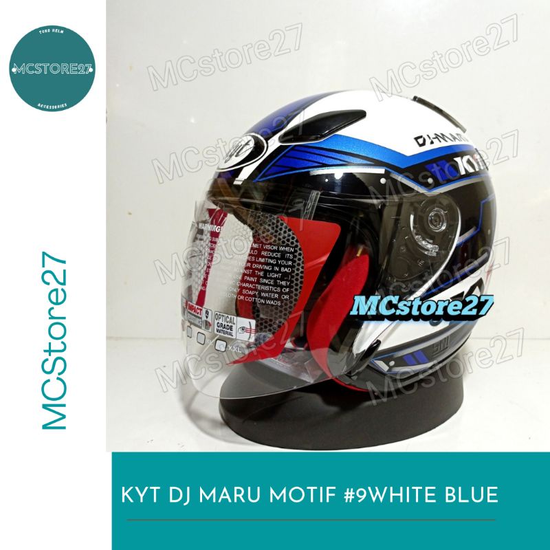 HELM HALF FACE KYT DJ MARU MOTIF 9 BIRU ORIGINAL