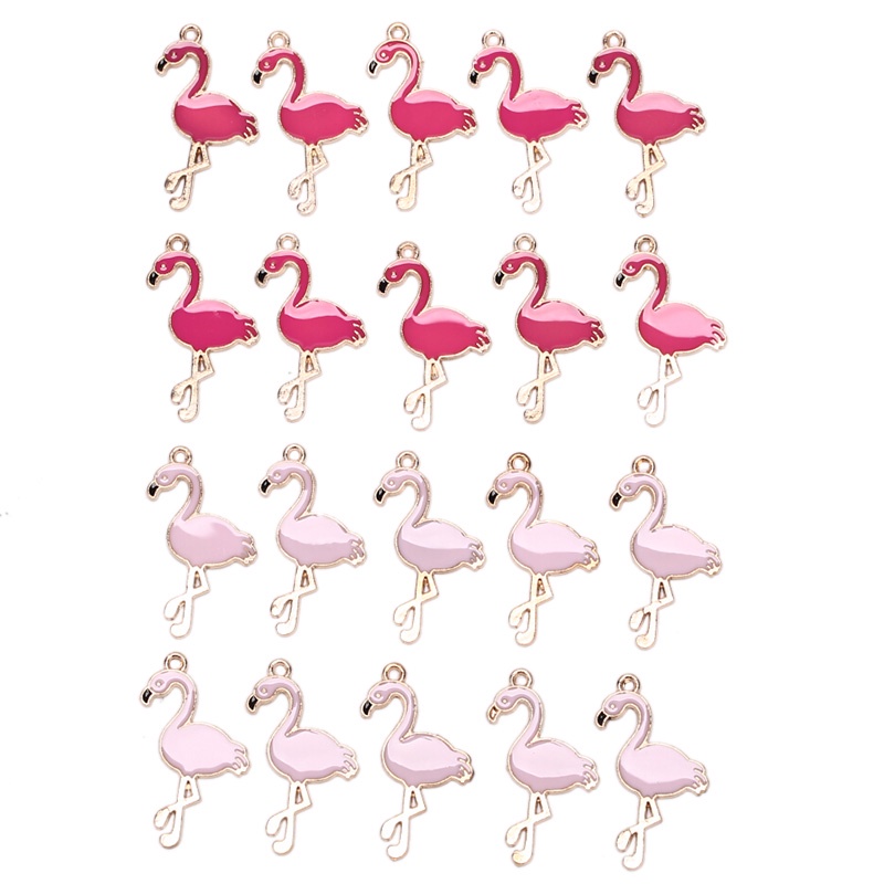 &lt; E2id &amp; &gt; 10PCS / Lot Charms / Charms / Pedants Bentuk Flamingo Bahan Alloy Untuk DIY Perhiasan