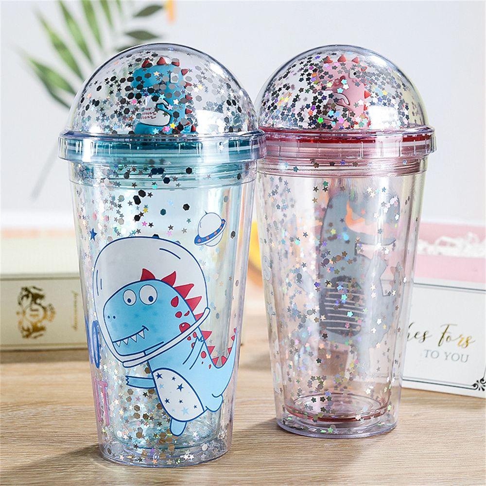 Suyo Botol Minum Portable 450ml Motif Dinosaurus Dengan Sedotan Untuk Musim Panas