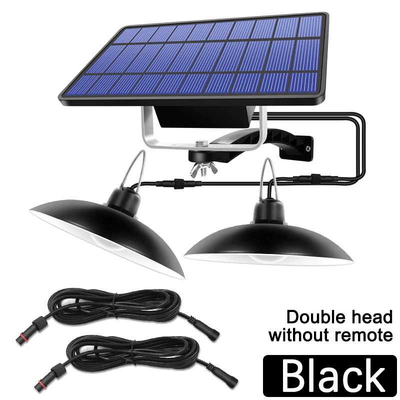 Lampu LED Solar Panel Waterproof Two Light - 191006ZK Hitam