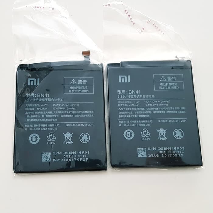 Baterai Xiaomi Redmi Note 4 Original BN41 Batre Batrai Xiaumi Xiomi