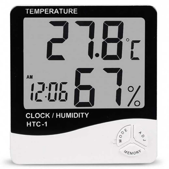 HTC-1 Digital Humidity Termometer Clock Hygrometer Jam Suhu Kelembaban